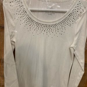 Justice sequin white long sleeve girls top